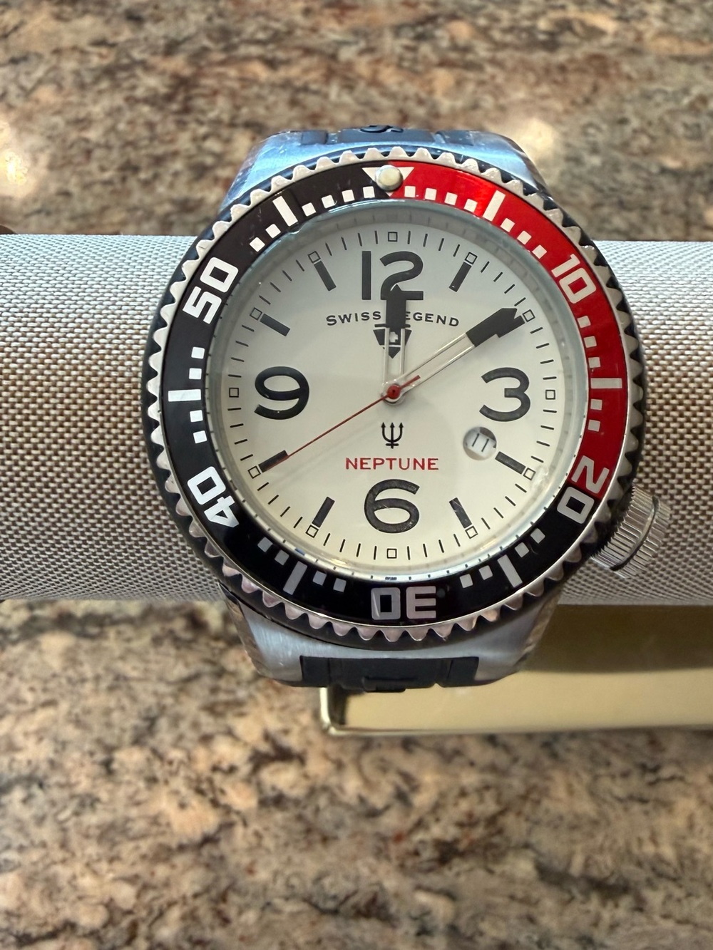 Swiss Legend Neptune Black, Red & White Dive Watch
